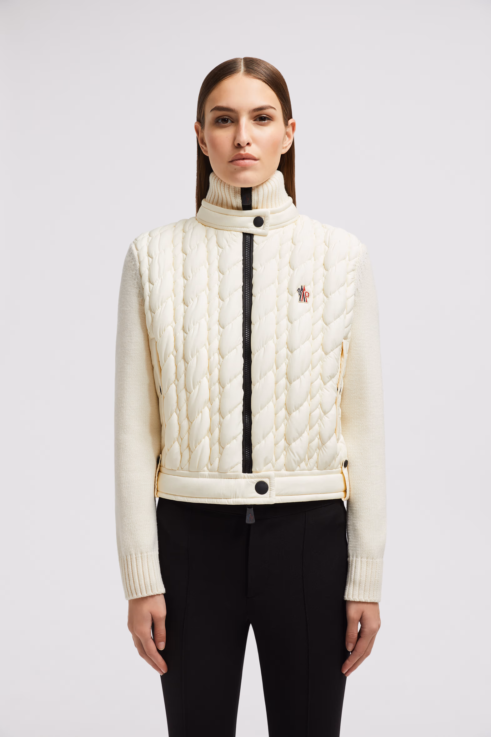 Padded Wool Zip-Up Cardigan Women White Moncler 3